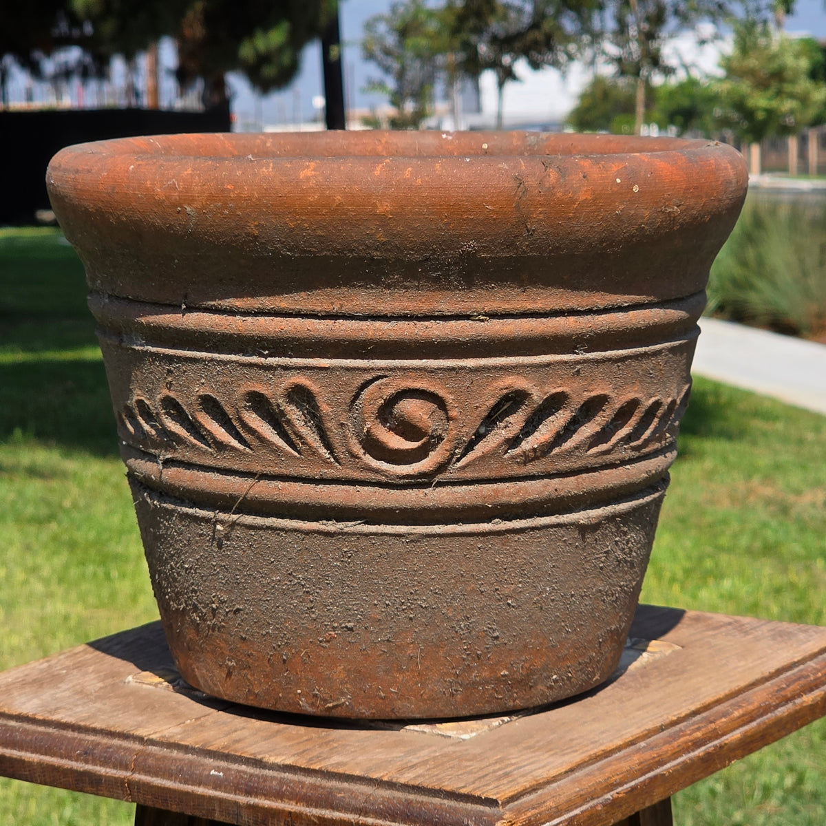 Aged Terra Cotta Planter 10" Mexican Clay Pot PR Imports V9 Rustic Patina