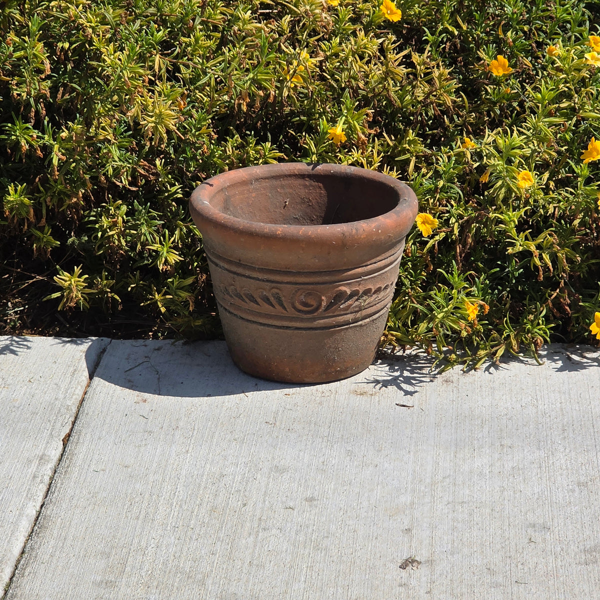 Aged Terra Cotta Planter 10" Mexican Clay Pot PR Imports V9 Rustic Patina