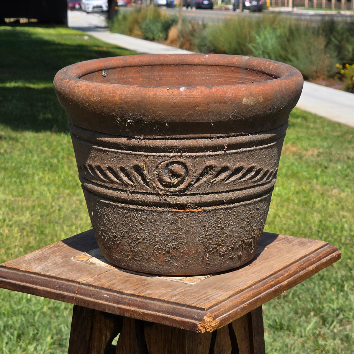 Aged Terra Cotta Planter 10" Mexican Clay Pot PR Imports V9 Rustic Patina