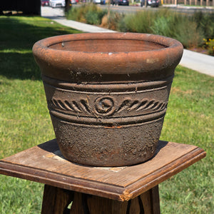 Aged Terra Cotta Planter 10" Mexican Clay Pot PR Imports V9 Rustic Patina