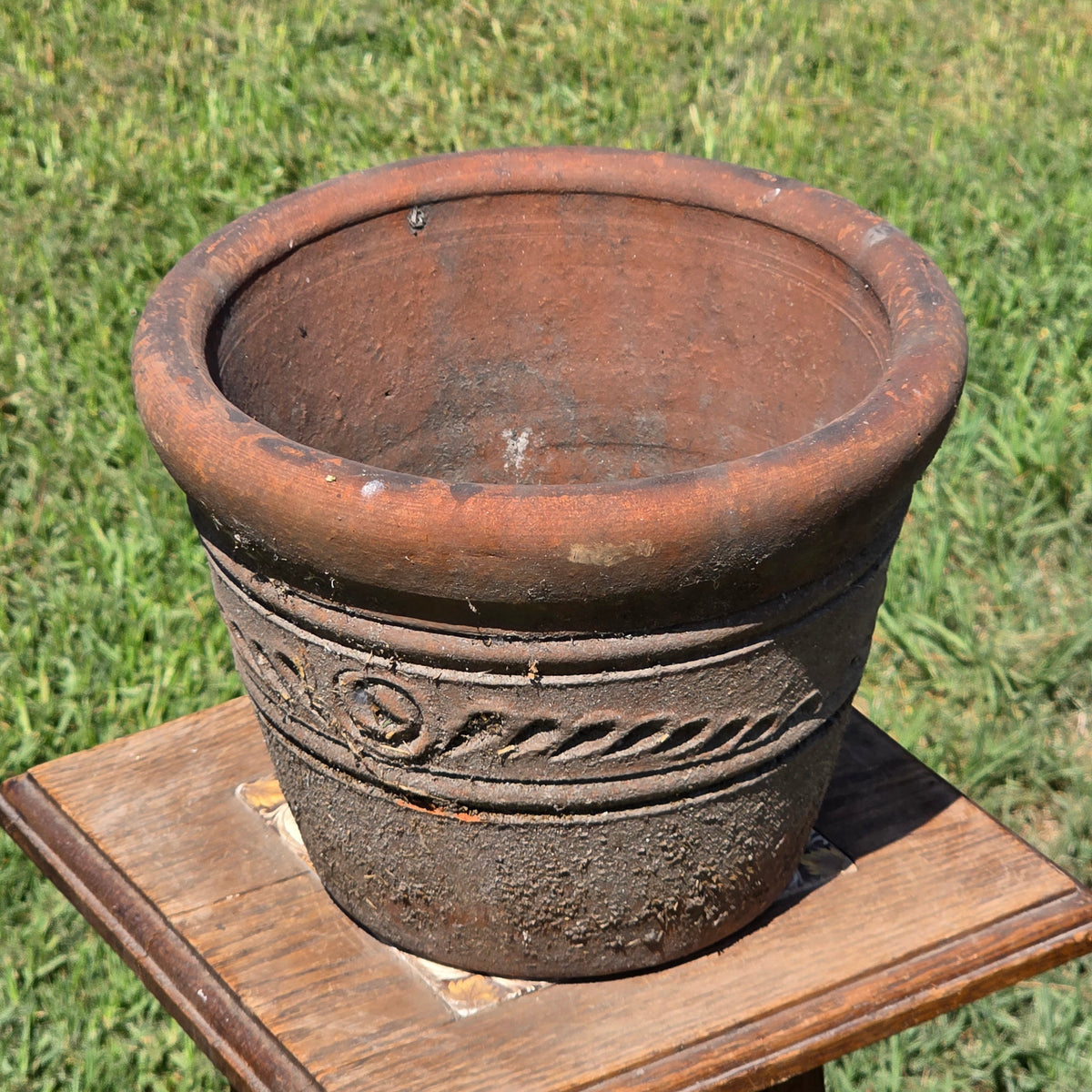 Aged Terra Cotta Planter 10" Mexican Clay Pot PR Imports V9 Rustic Patina