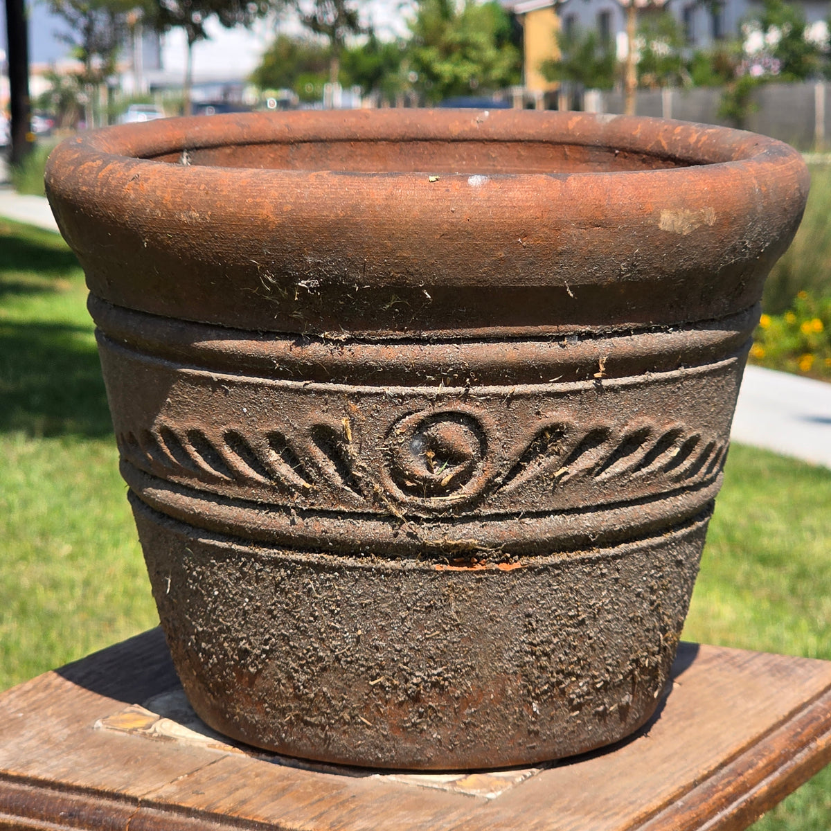 Aged Terra Cotta Planter 10" Mexican Clay Pot PR Imports V9 Rustic Patina