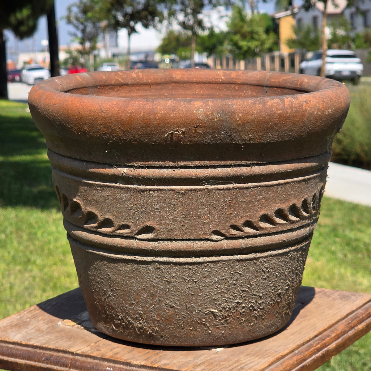 Aged Terra Cotta Planter 10" Mexican Clay Pot PR Imports V9 Rustic Patina