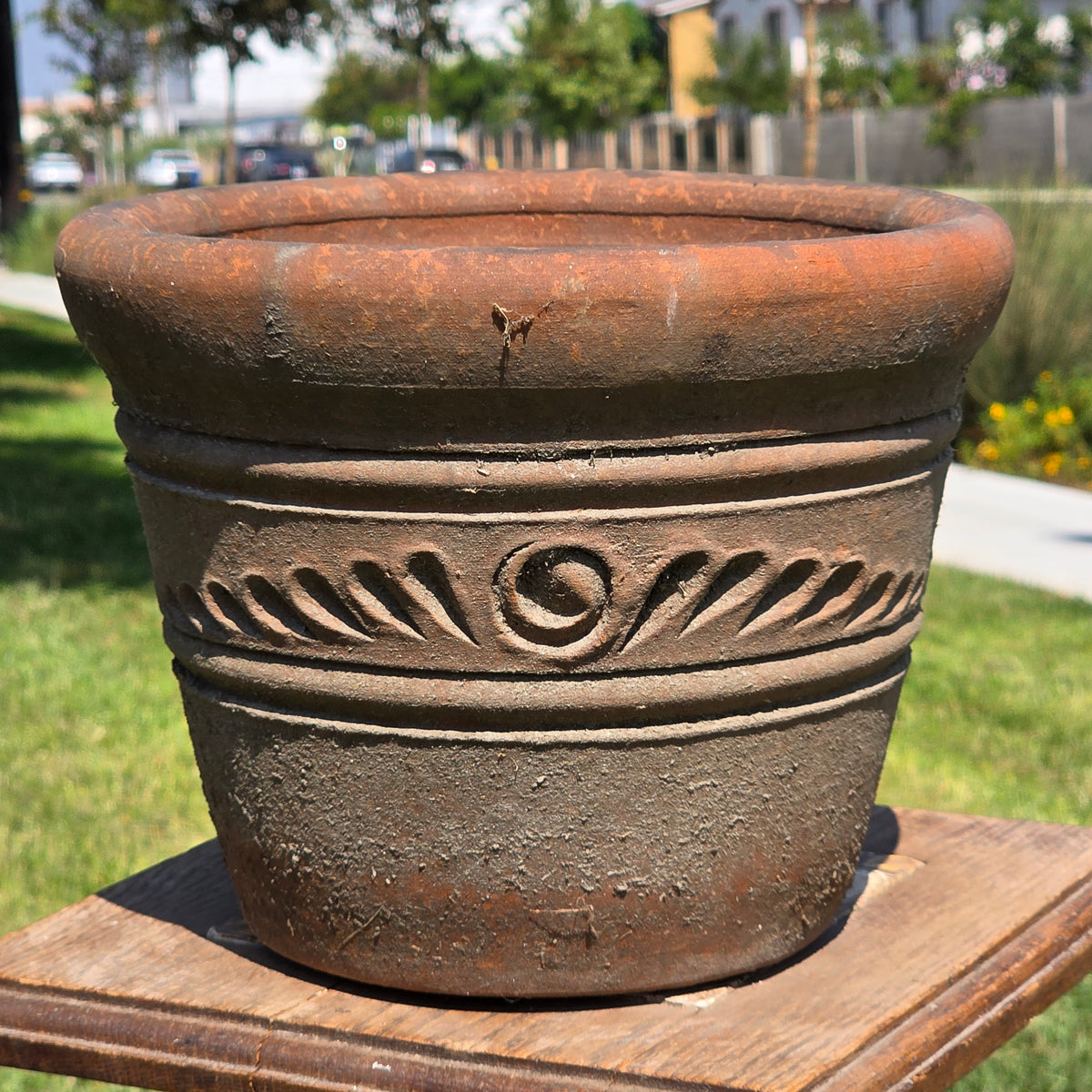 Aged Terra Cotta Planter 10" Mexican Clay Pot PR Imports V9 Rustic Patina