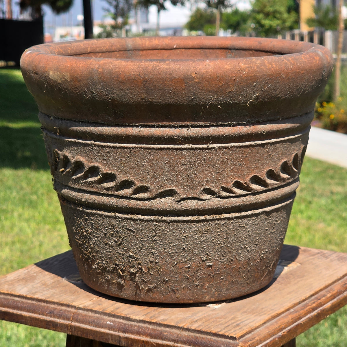 Aged Terra Cotta Planter 10" Mexican Clay Pot PR Imports V9 Rustic Patina