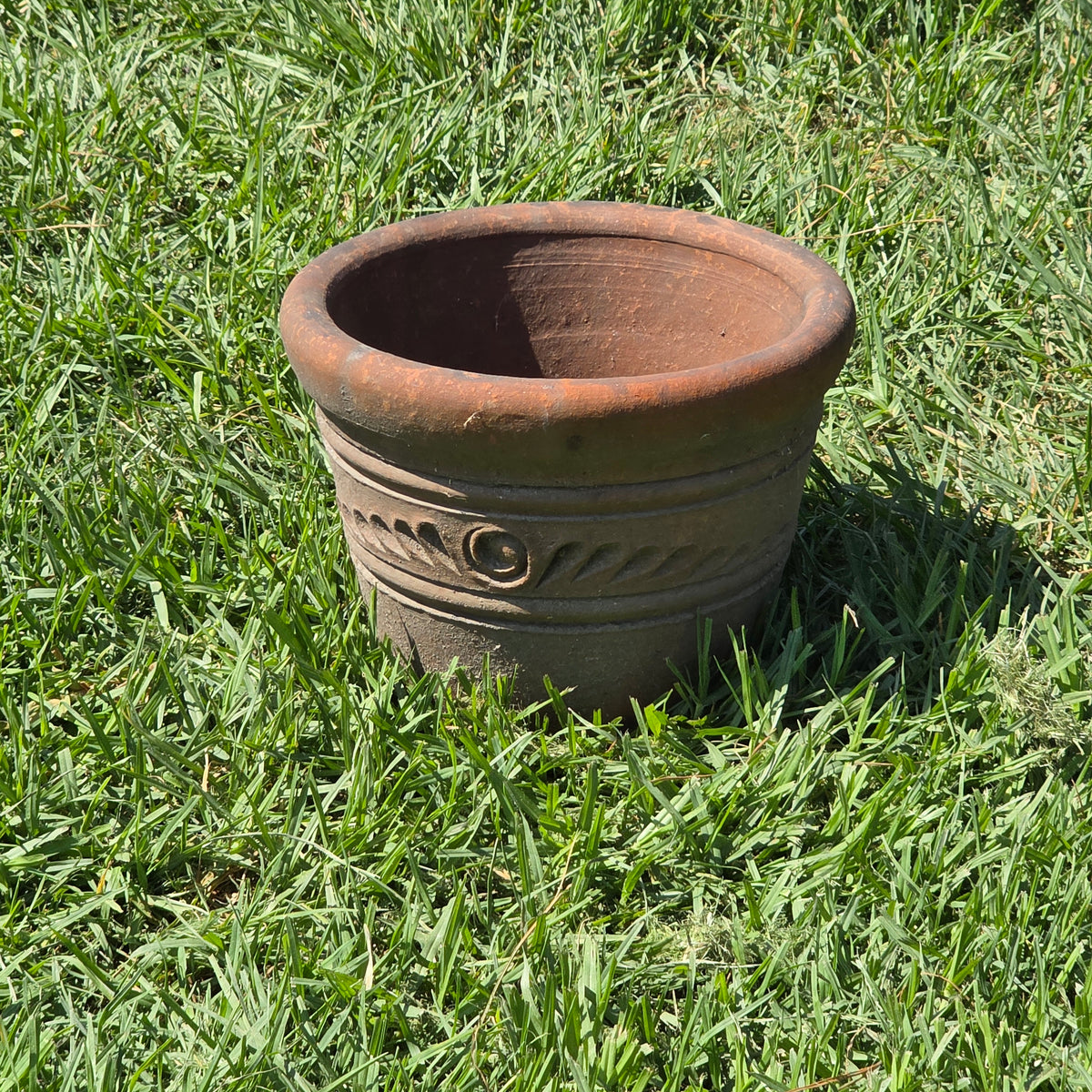 Aged Terra Cotta Planter 10" Mexican Clay Pot PR Imports V9 Rustic Patina