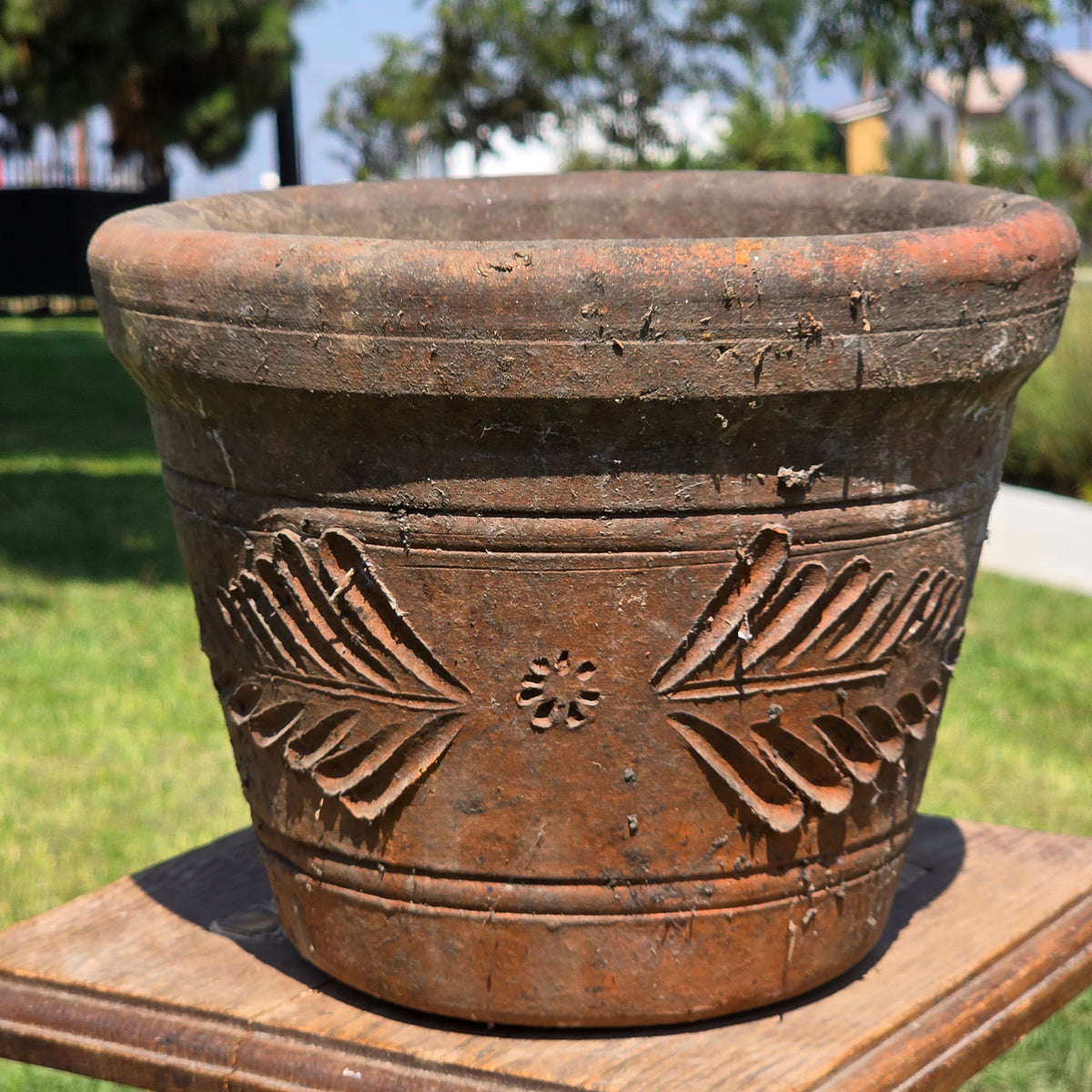 Aged Terra Cotta Planter 10" Mexican Clay Pot PR Imports V9 Rustic Patina (Copy)