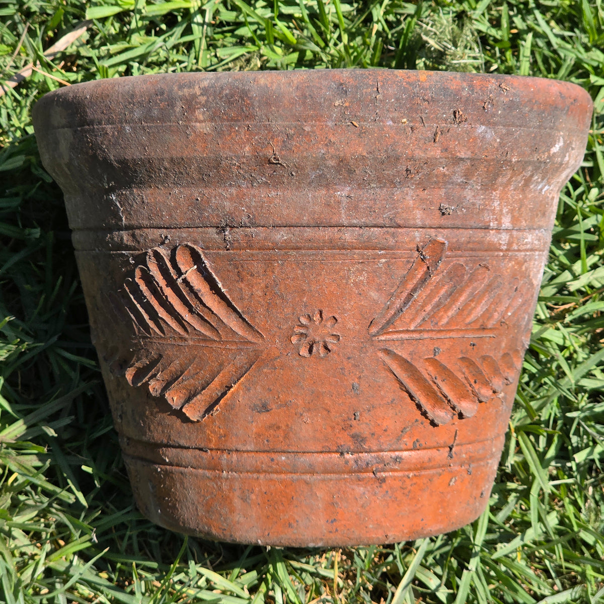 Aged Terra Cotta Planter 10" Mexican Clay Pot PR Imports V9 Rustic Patina (Copy)