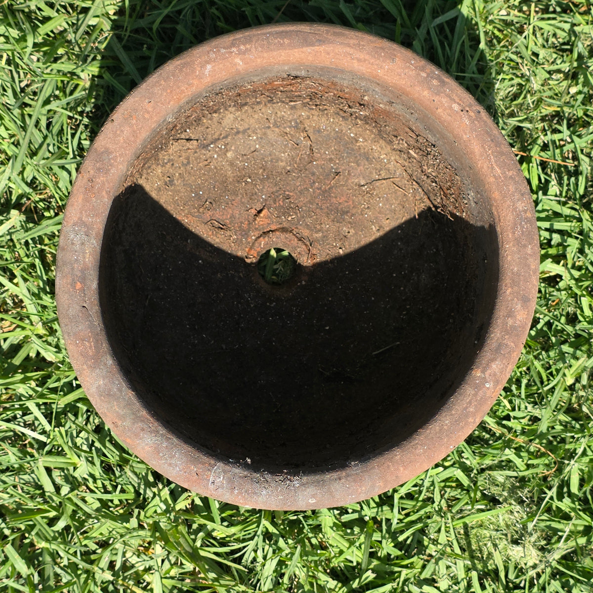 Vintage Terracotta Planter 10" Floral Relief Aged Clay Flower Pot Heavy Duty