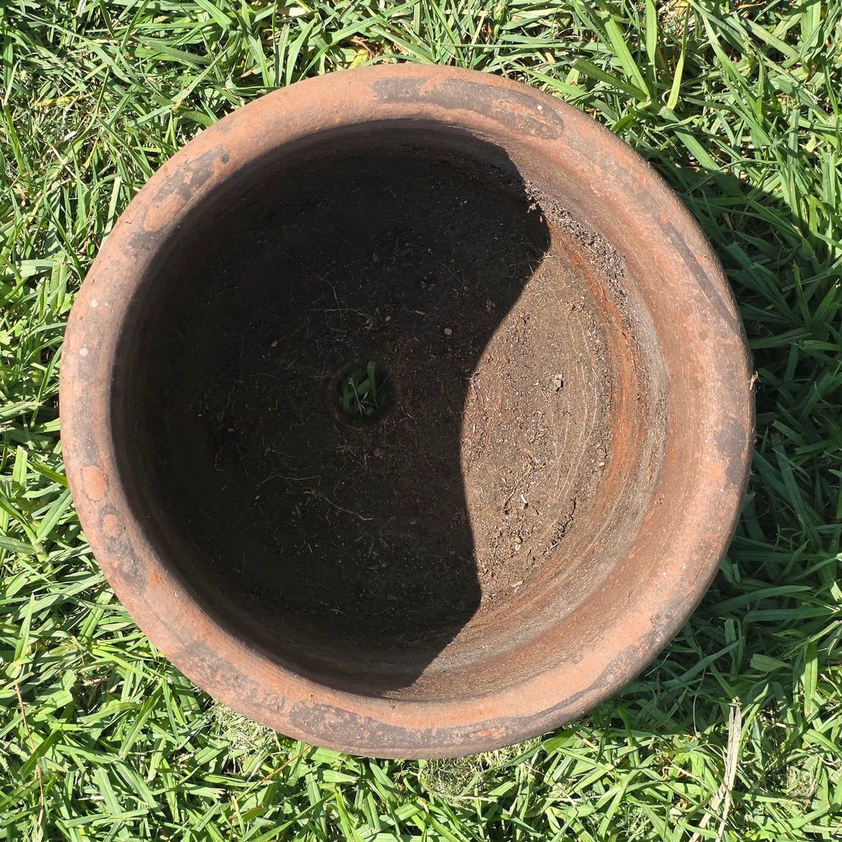 Vintage Terracotta Planter 10" Floral Relief Aged Clay Flower Pot Heavy Duty