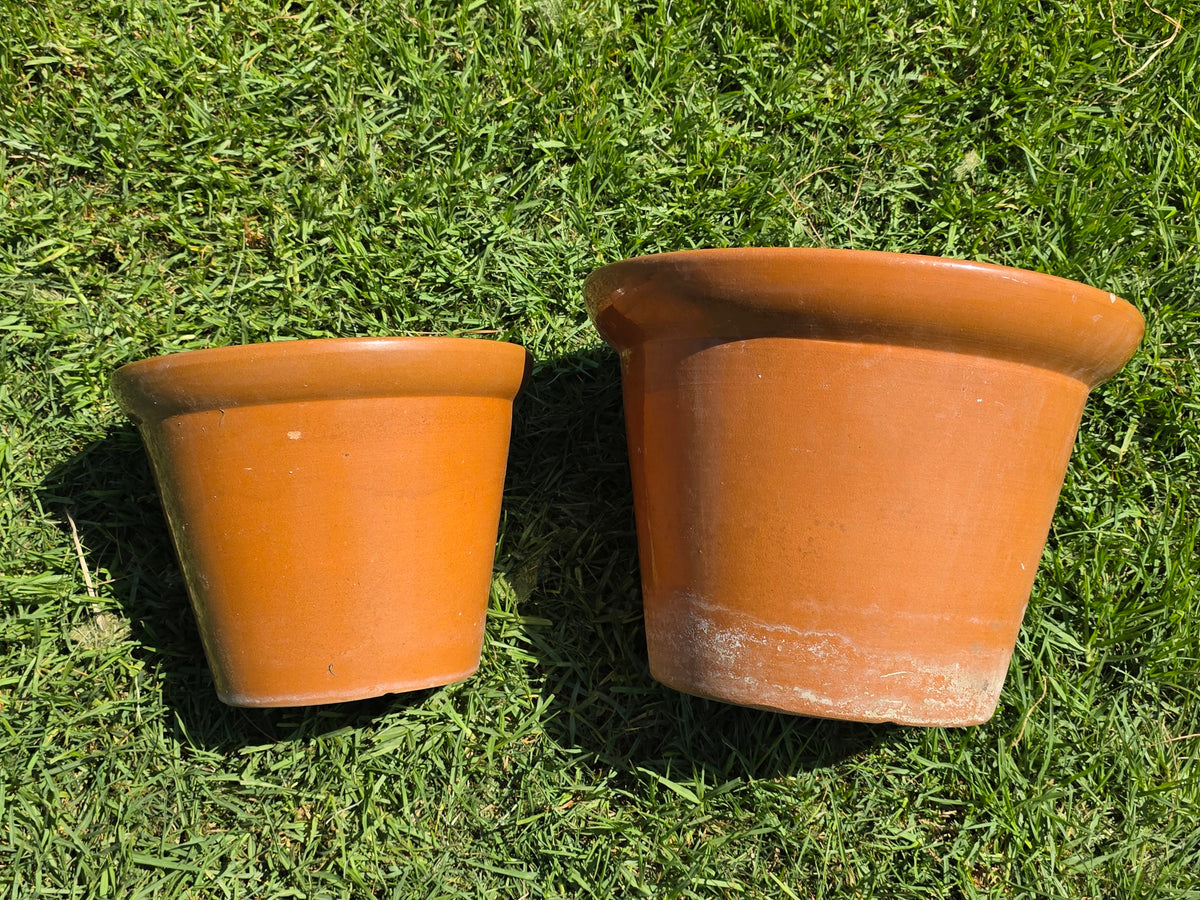 Vintage US Pottery Terracotta Planter Lot 2 Mid Century MCM Clay Flower Pot Set