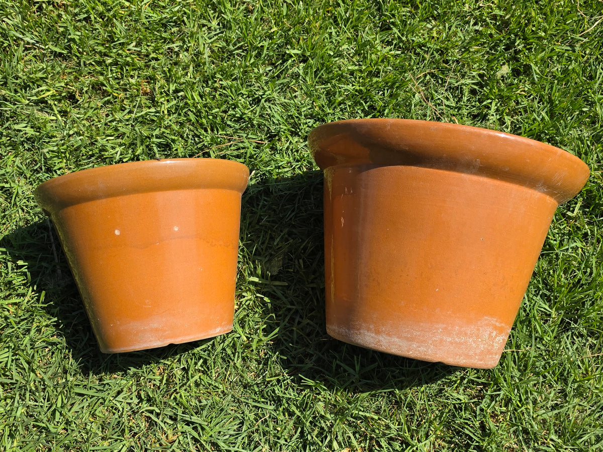 Vintage US Pottery Terracotta Planter Lot 2 Mid Century MCM Clay Flower Pot Set