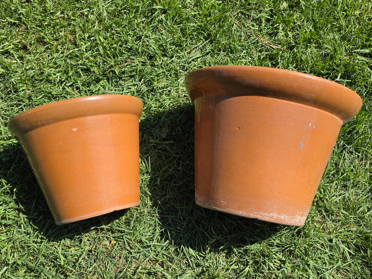 Vintage US Pottery Terracotta Planter Lot 2 Mid Century MCM Clay Flower Pot Set