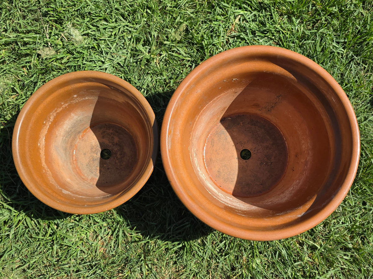 Vintage US Pottery Terracotta Planter Lot 2 Mid Century MCM Clay Flower Pot Set