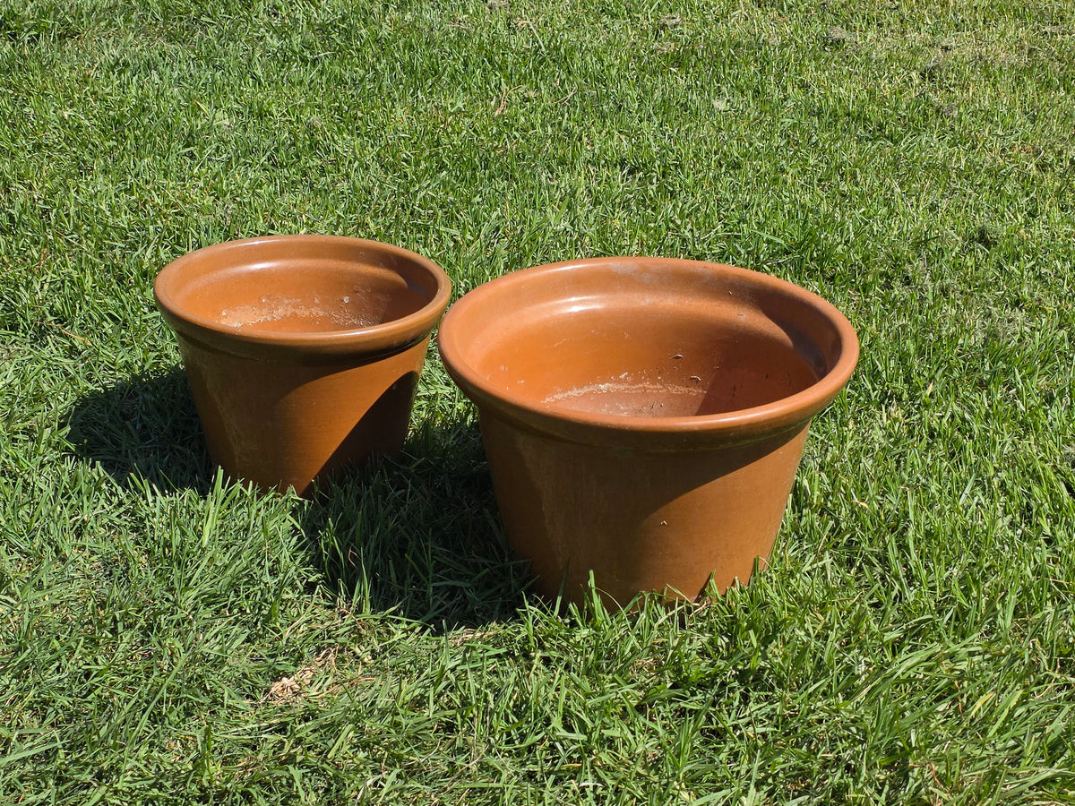 Vintage US Pottery Terracotta Planter Lot 2 Mid Century MCM Clay Flower Pot Set
