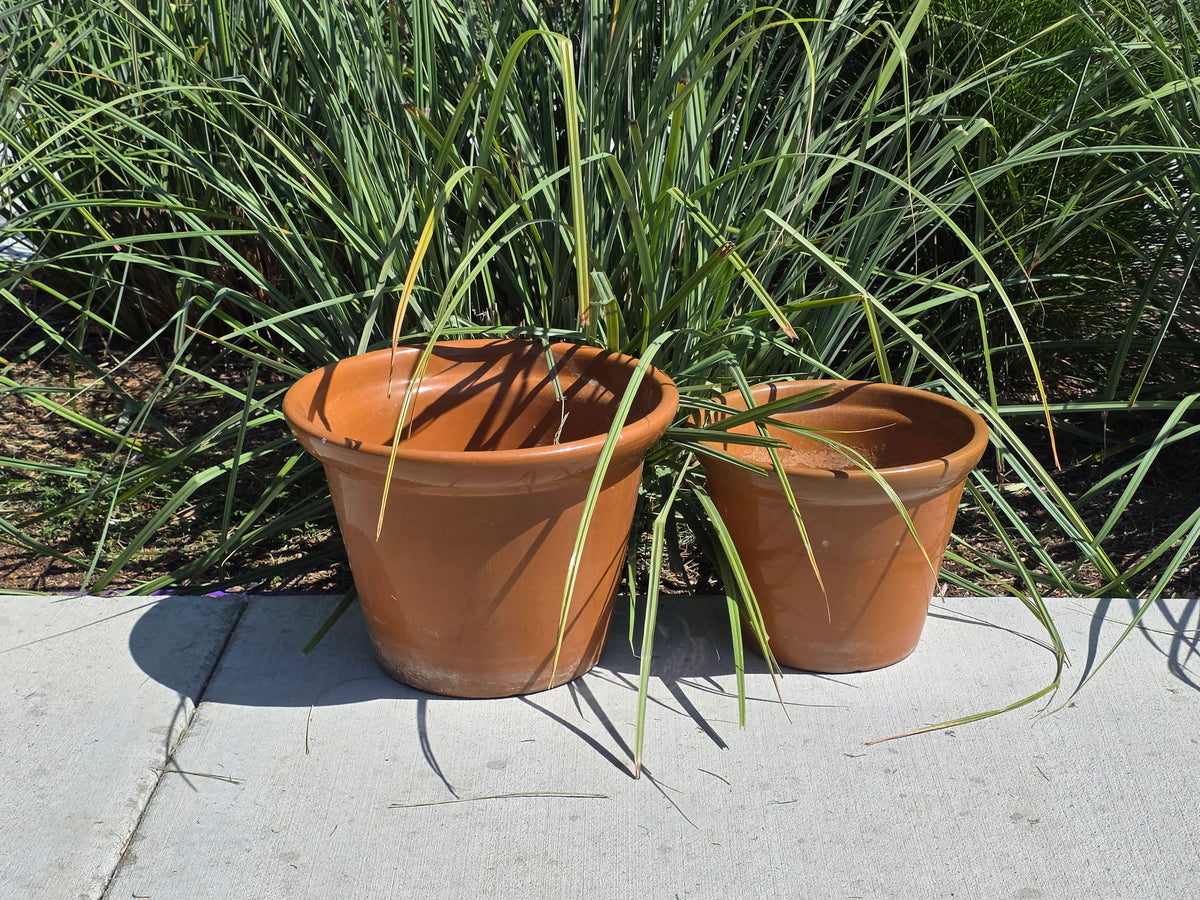 Vintage US Pottery Terracotta Planter Lot 2 Mid Century MCM Clay Flower Pot Set