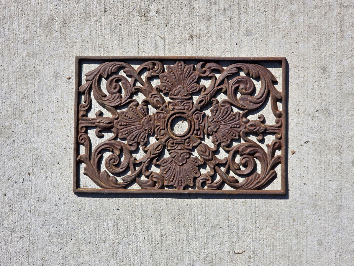 Antique Victorian Cast Iron Register Grate Heat Vent Cover Architectural Salvage
