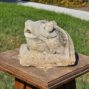 Vintage Carved Stone Fish Gargoyle Garden Statue Ornament Figurine Heavy 6"