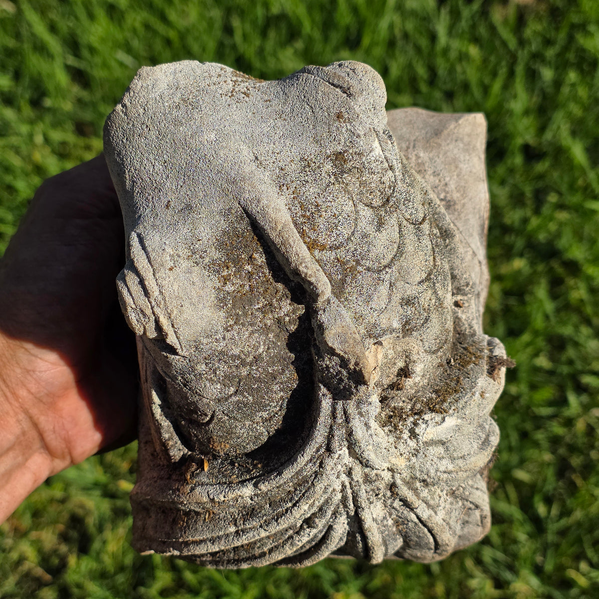 Vintage Carved Stone Fish Gargoyle Garden Statue Ornament Figurine Heavy 6"
