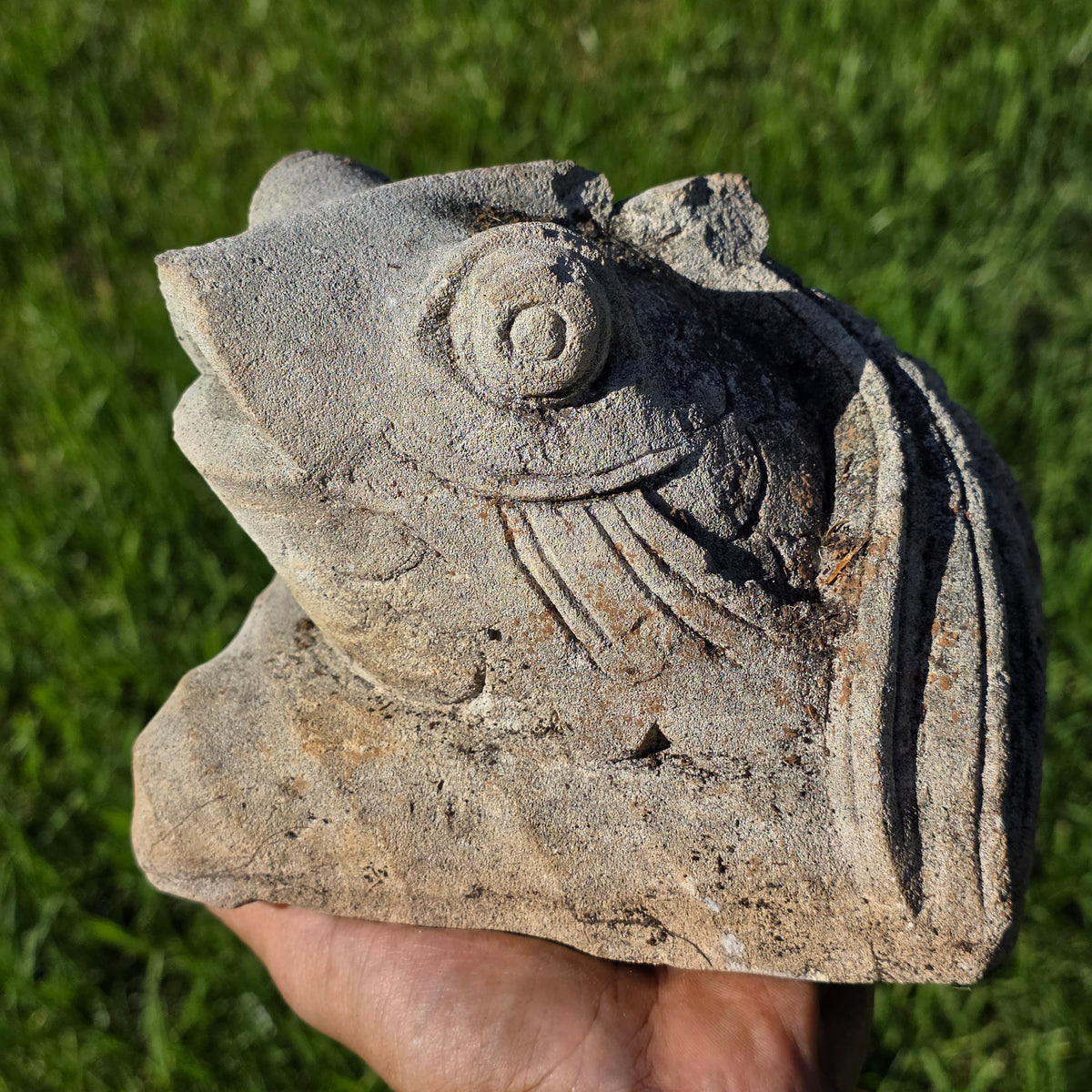Vintage Carved Stone Fish Gargoyle Garden Statue Ornament Figurine Heavy 6"