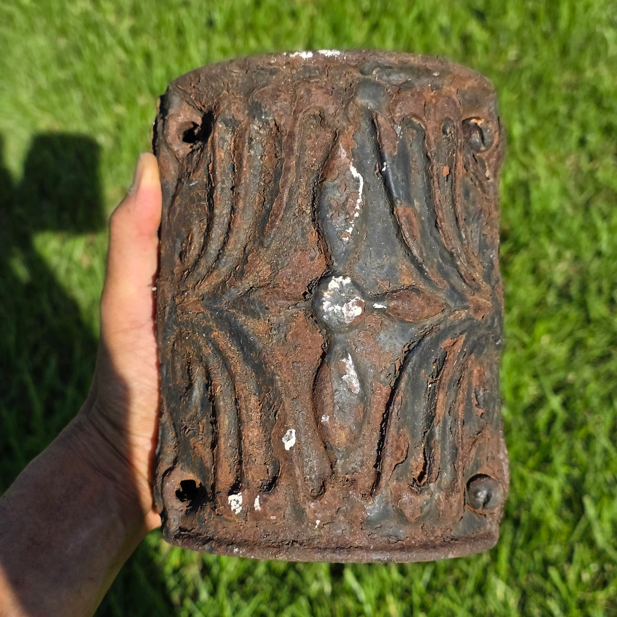 Antique Ornate Cast Iron Column Post Sleeve Wrap Floral Architectural Salvage