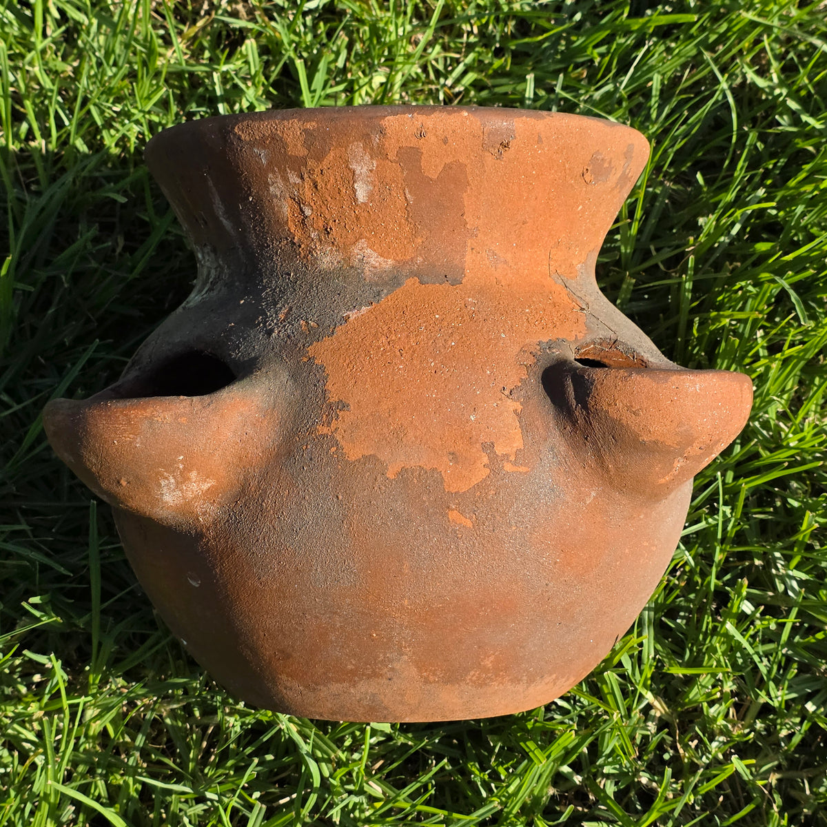 Vtg Mexico Terracotta Strawberry Planter Pot 4 Pocket Clay Herb Jar Rustic 10"