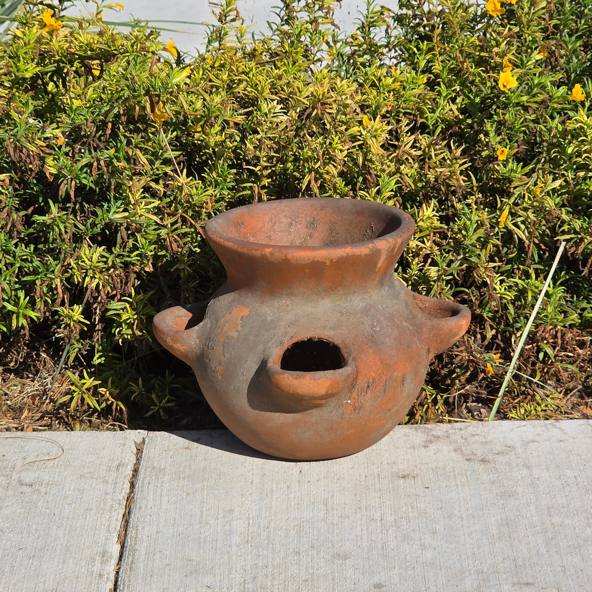 Vtg Mexico Terracotta Strawberry Planter Pot 4 Pocket Clay Herb Jar Rustic 10"