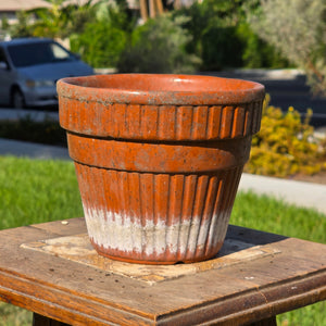 Vintage Terracotta Clay Planter Pot Ribbed Fluted Orange Garden Flower 6"