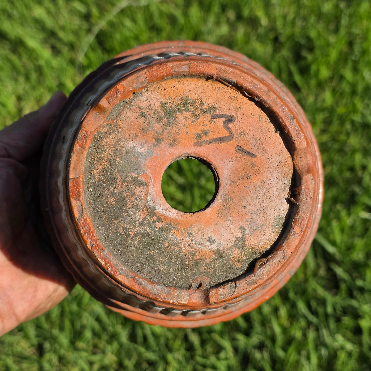 Vintage Terracotta Clay Planter Pot Ribbed Fluted Orange Garden Flower 6"