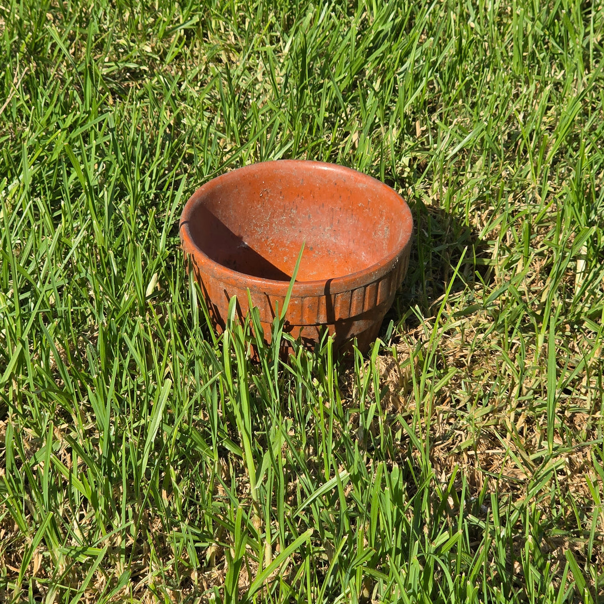 Vintage Terracotta Clay Planter Pot Ribbed Fluted Orange Garden Flower 6"
