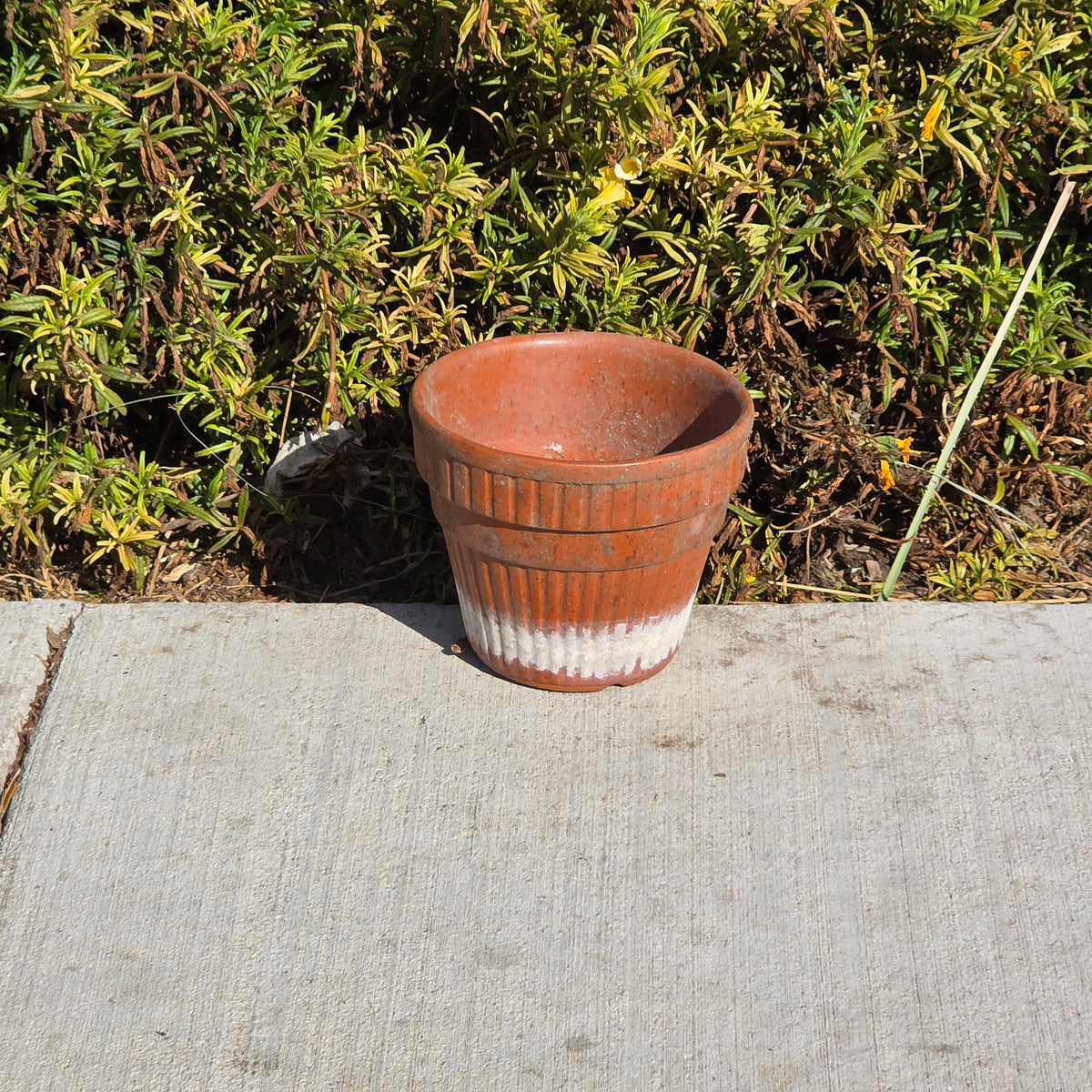 Vintage Terracotta Clay Planter Pot Ribbed Fluted Orange Garden Flower 6"