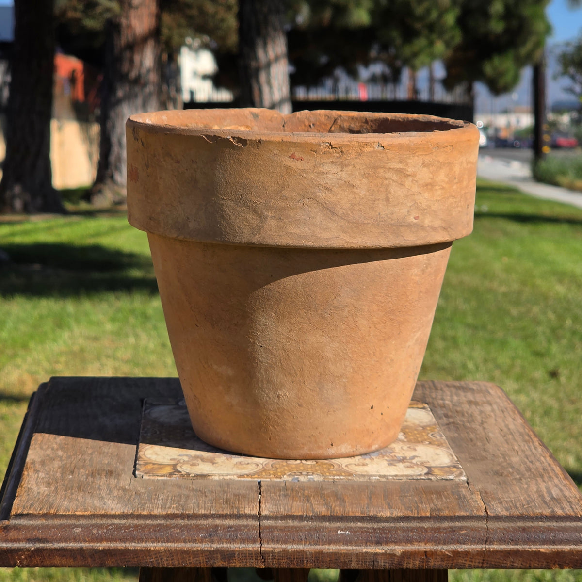 Antique Catalina Island Pottery Terracotta Flower Pot 6" Toyon Red Clay CA 1920s