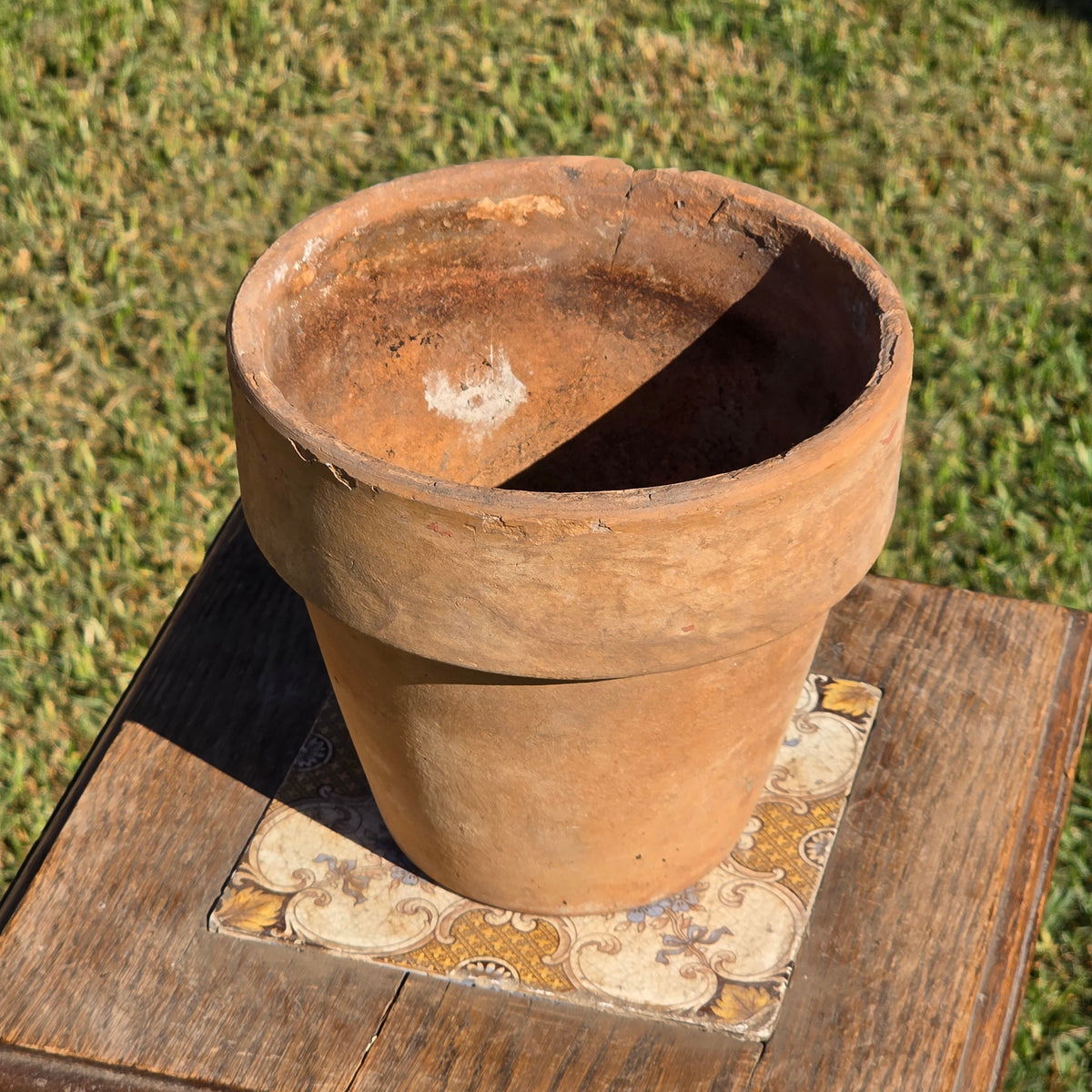 Antique Catalina Island Pottery Terracotta Flower Pot 6" Toyon Red Clay CA 1920s