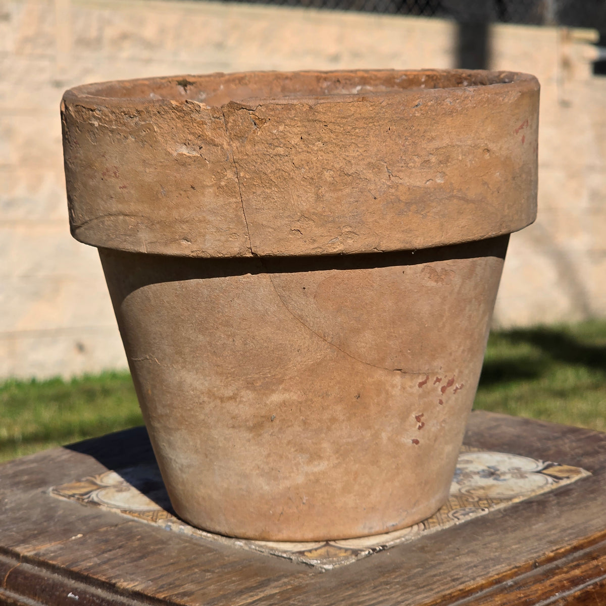 Antique Catalina Island Pottery Terracotta Flower Pot 6" Toyon Red Clay CA 1920s