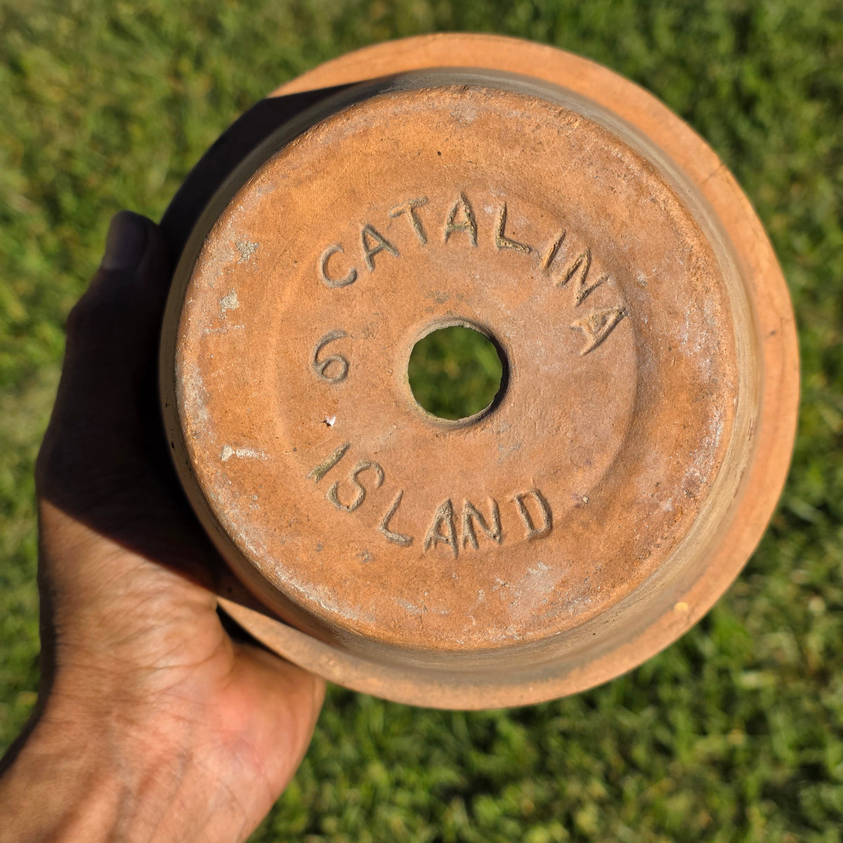 Antique Catalina Island Pottery Terracotta Flower Pot 6" Toyon Red Clay CA 1920s