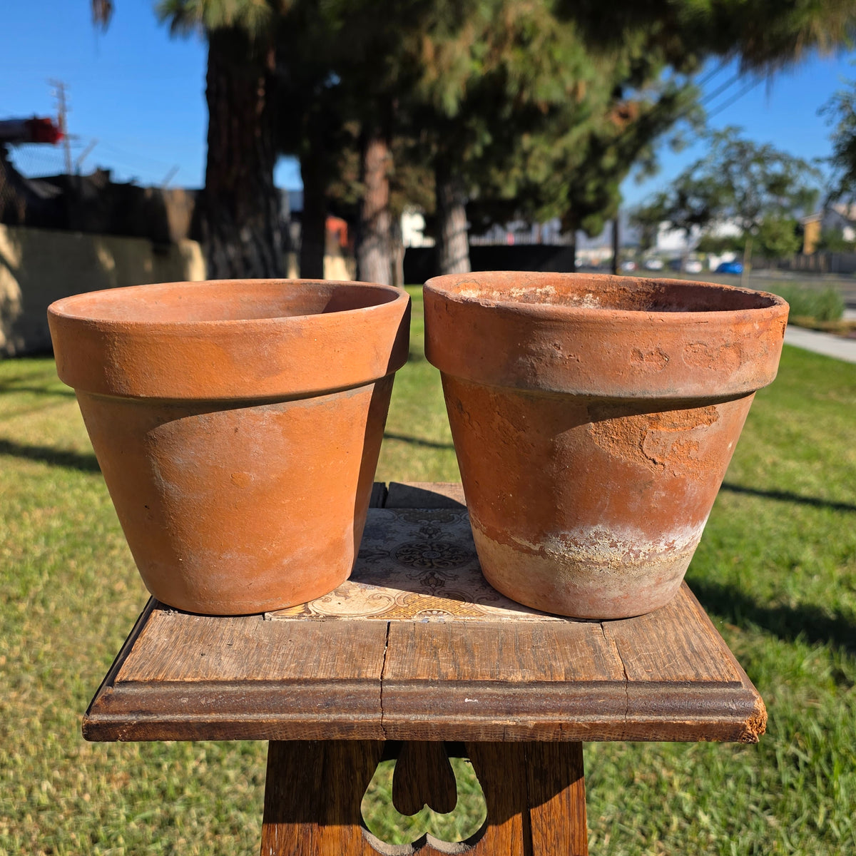 Vintage Euganea Vasi Italy Terracotta Planter Pot Set EV 16 Aged Clay Flowerpot