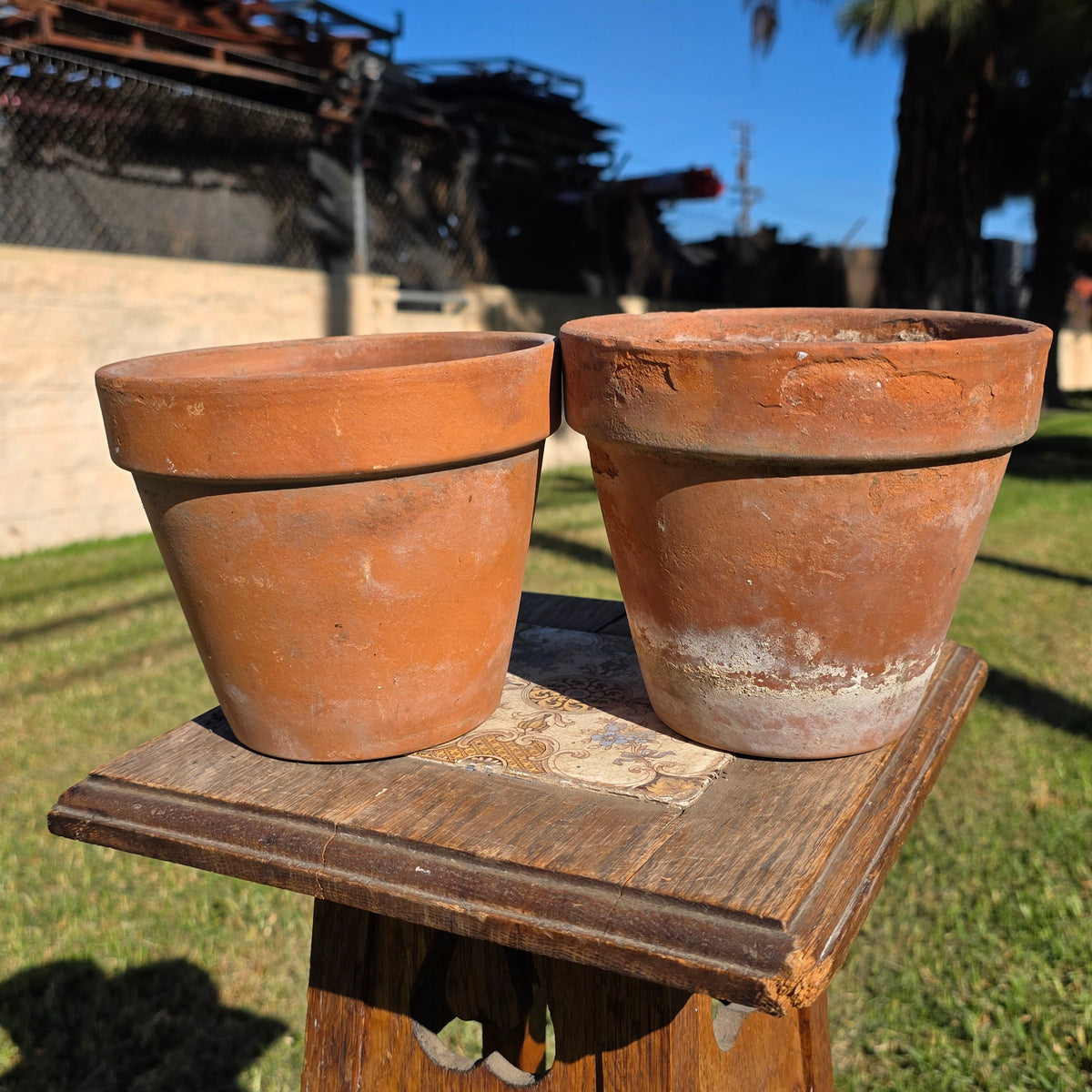 Vintage Euganea Vasi Italy Terracotta Planter Pot Set EV 16 Aged Clay Flowerpot