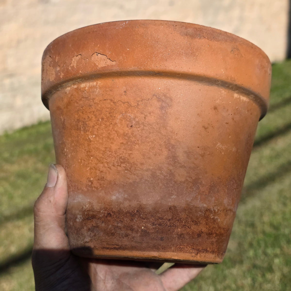 3 Vtg Euganea Vasi Italy Terracotta Planter Pot Lot EV 16 Aged Clay Flowerpot