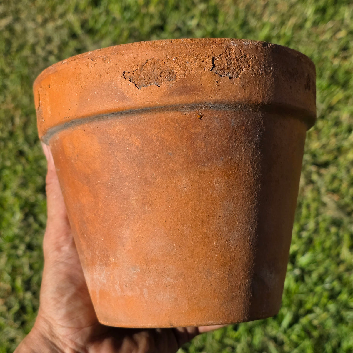 3 Vtg Euganea Vasi Italy Terracotta Planter Pot Lot EV 16 Aged Clay Flowerpot