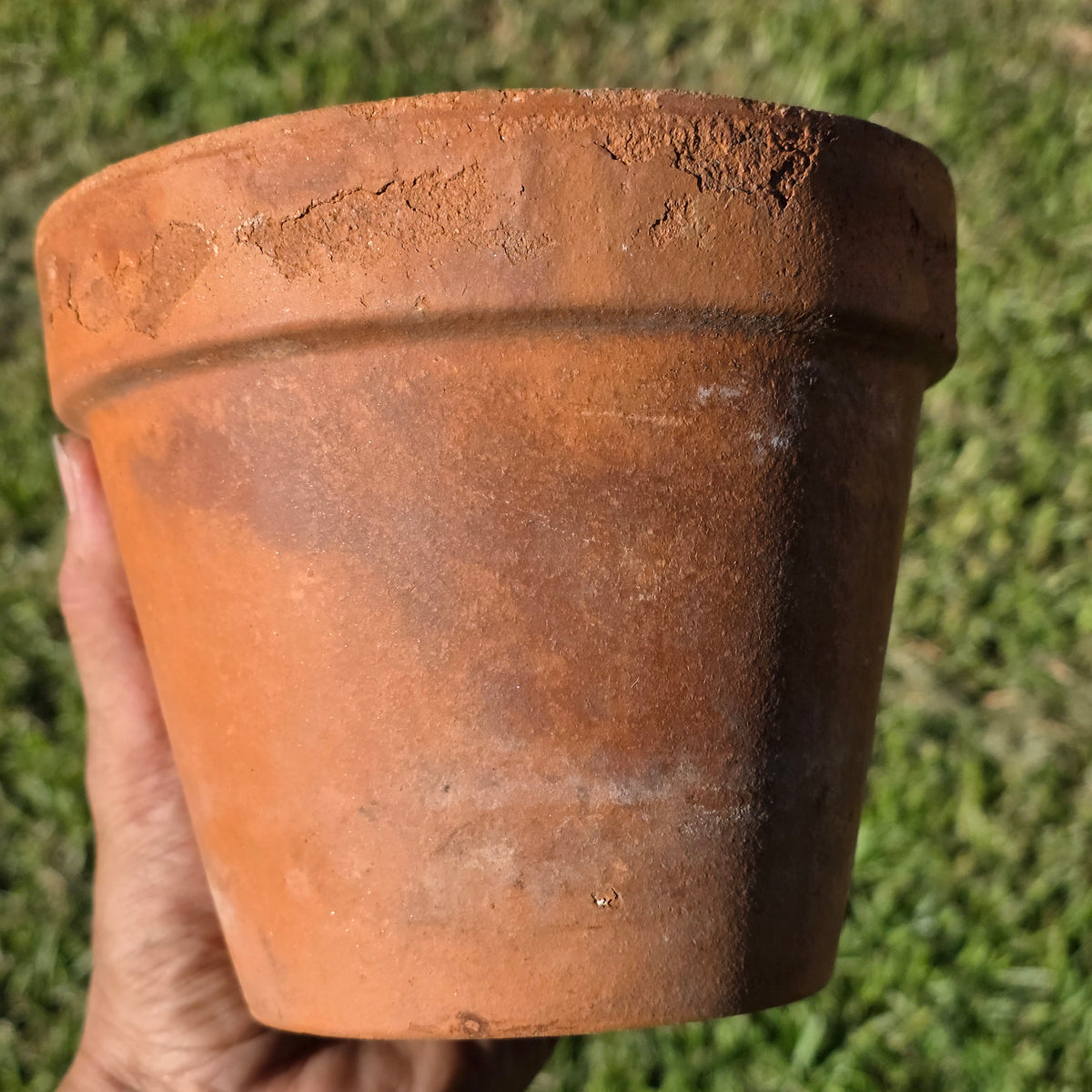 3 Vtg Euganea Vasi Italy Terracotta Planter Pot Lot EV 16 Aged Clay Flowerpot