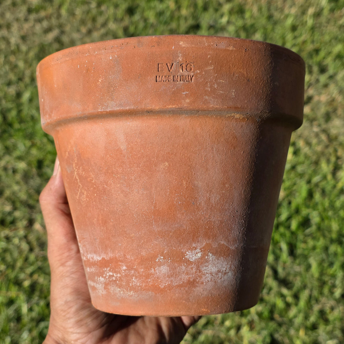 3 Vtg Euganea Vasi Italy Terracotta Planter Pot Lot EV 16 Aged Clay Flowerpot
