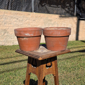 Vintage Terracotta Clay Flower Pots Set of 2 Aged Weathered Garden Planters 7"