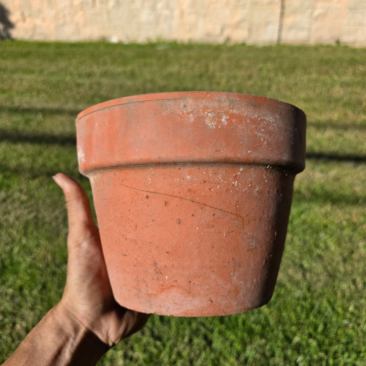 Vintage Terracotta Clay Flower Pots Set of 2 Aged Weathered Garden Planters 7"