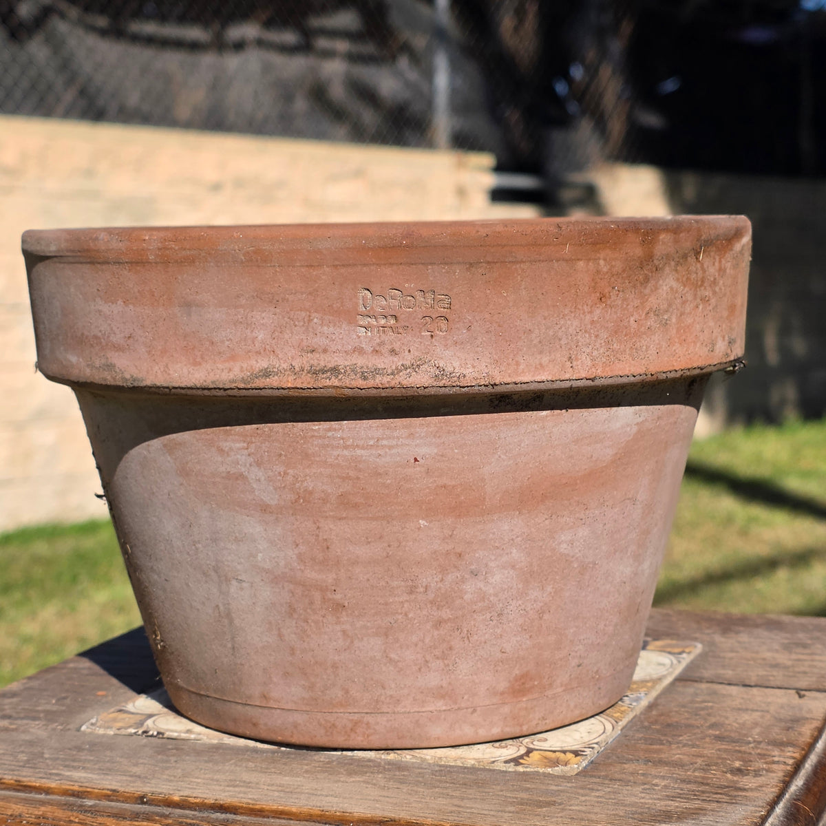 Vintage Deroma Italy Terracotta Flower Pot 8.5" Aged Clay Garden Planter No 20