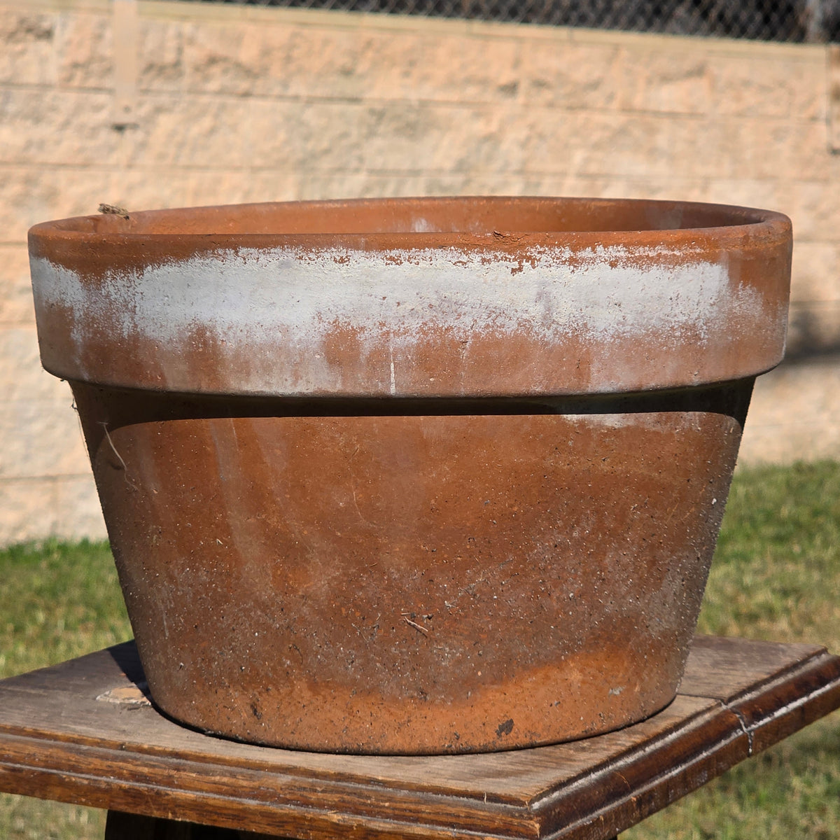 Vintage Italy Terracotta Flower Pot 10.5" Large Aged Clay Planter Patina No 27
