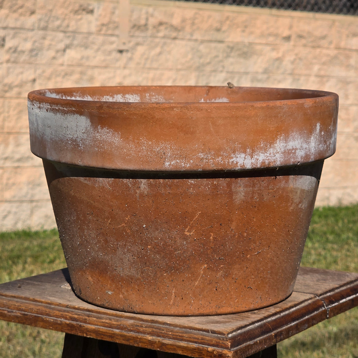 Vintage Italy Terracotta Flower Pot 10.5" Large Aged Clay Planter Patina No 27