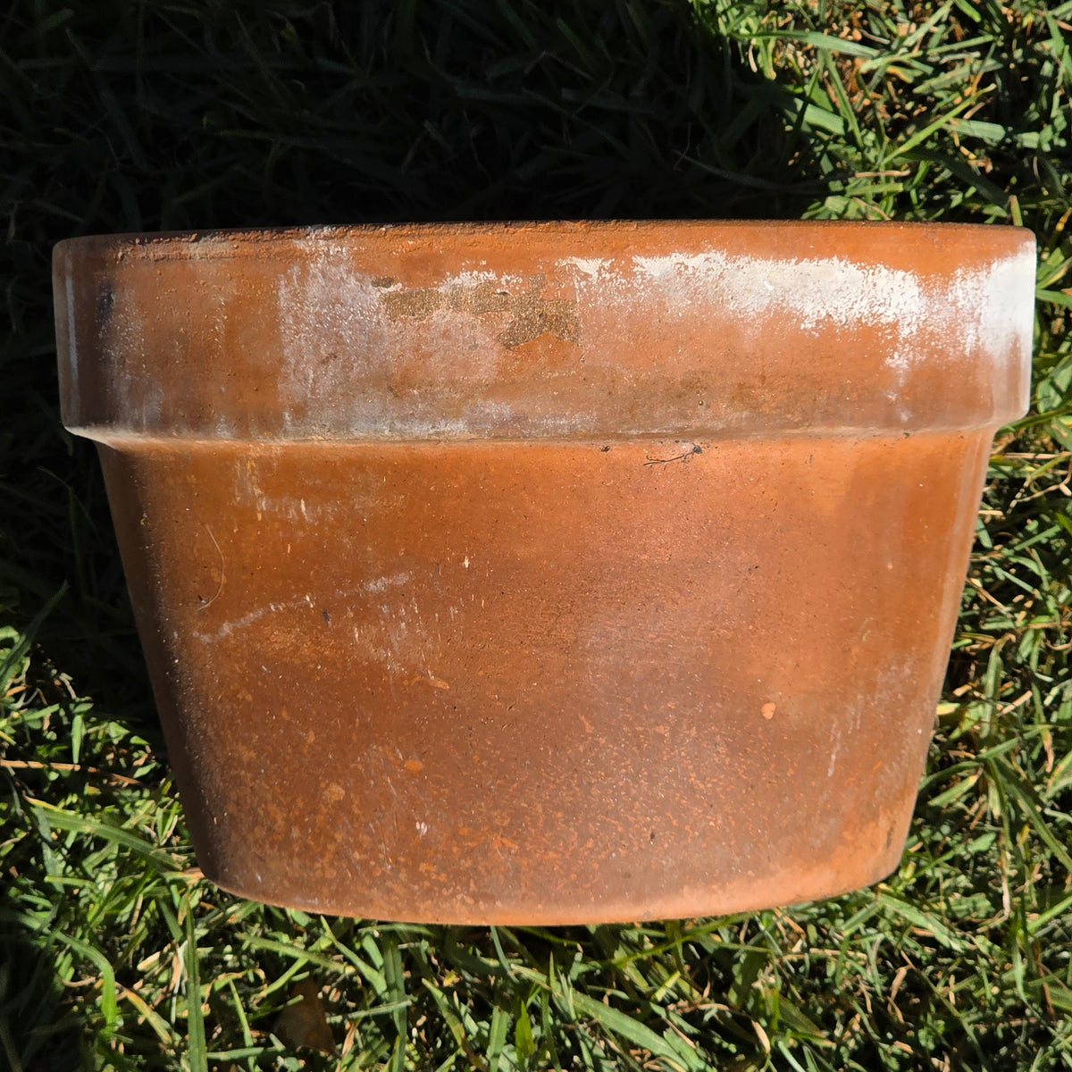 Vintage Italy Terracotta Flower Pot 10.5" Large Aged Clay Planter Patina No 27