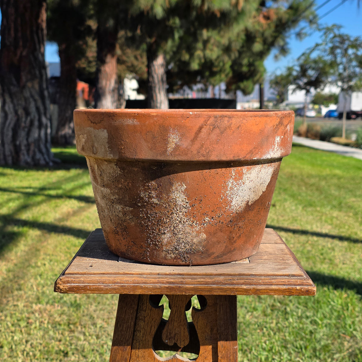 Vintage Italy Terracotta Flower Pot 10.5" Large Aged Clay Planter Patina No 27