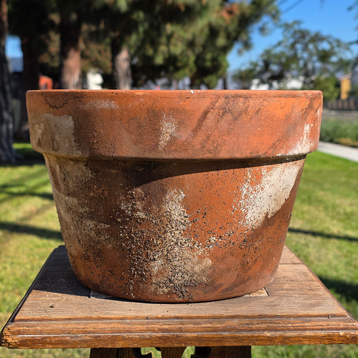 Vintage Italy Terracotta Flower Pot 10.5" Large Aged Clay Planter Patina No 27