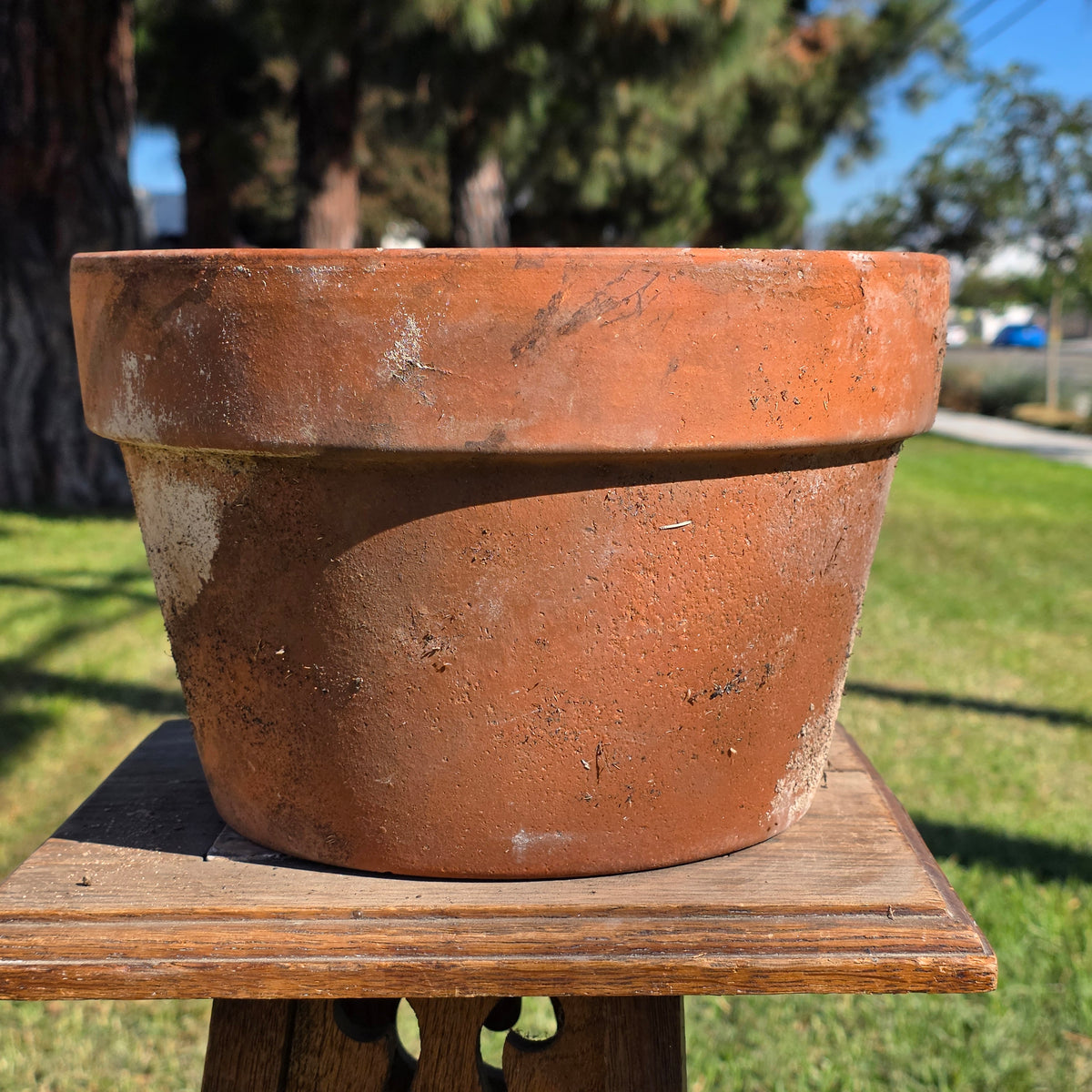 Vintage Italy Terracotta Flower Pot 10.5" Large Aged Clay Planter Patina No 27